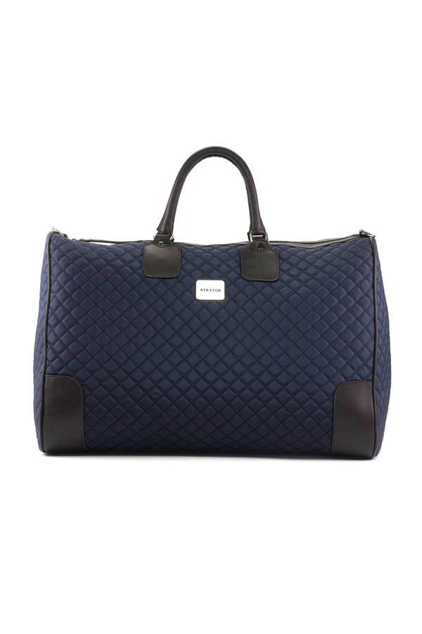 Blue and Black Quilted Weekender