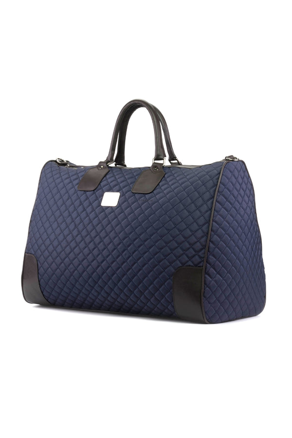 Blue and Black Quilted Weekender