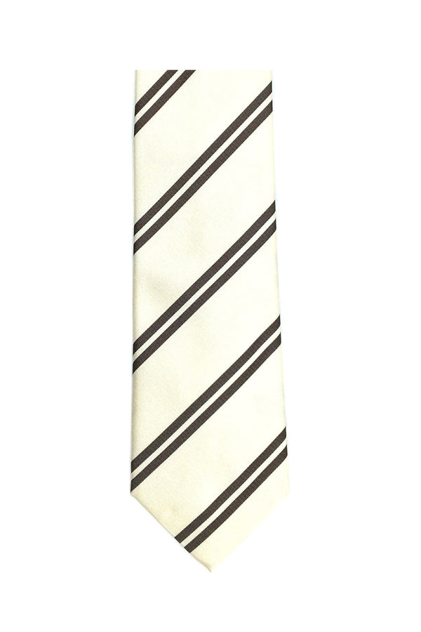 Cream Tie with Brown Stripes