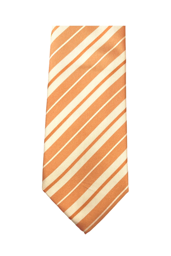 Orange Tie with White Stripes