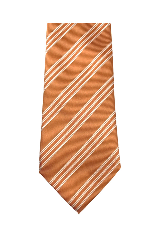 Cravate Orange à Bandes Blanches