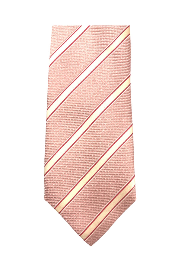 Pink Tie with White Stripes