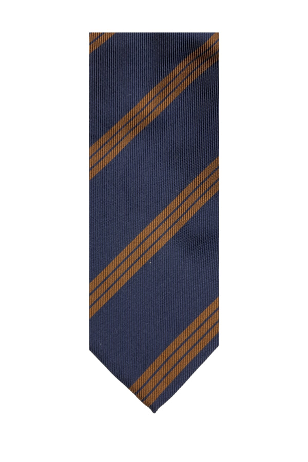 Blue Tie with Brown Stripes