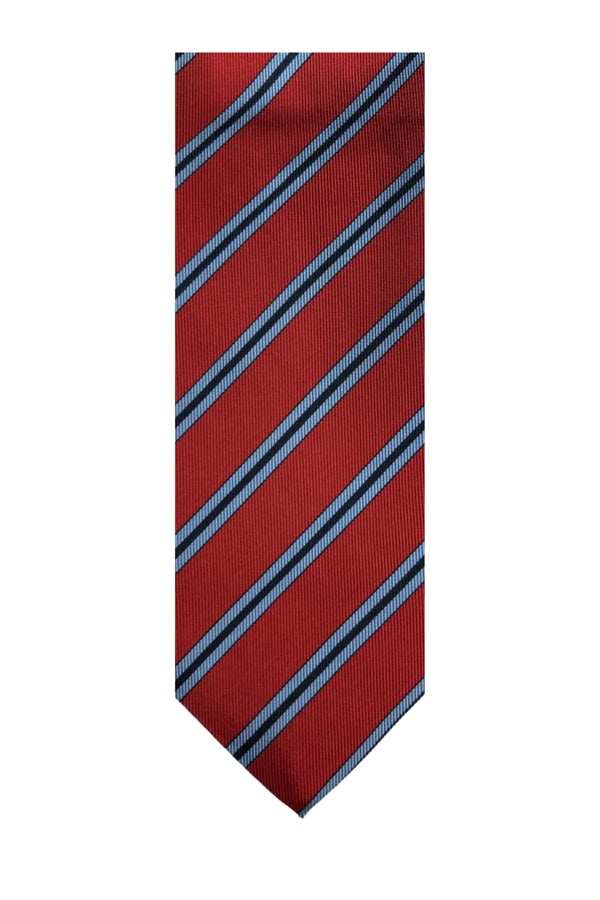 Cravate Rouge à Rayures Bleues