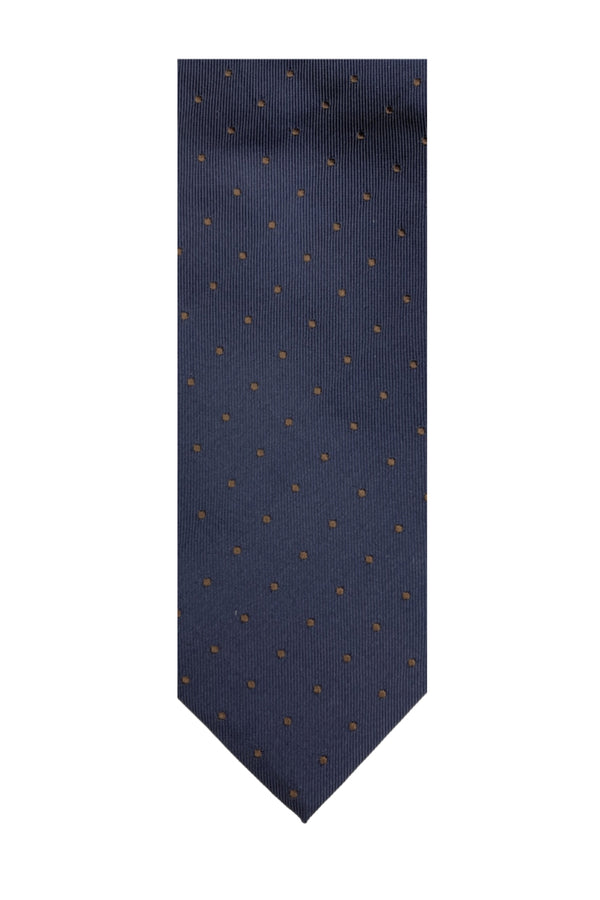 Navy Tie with Red Polka Dots