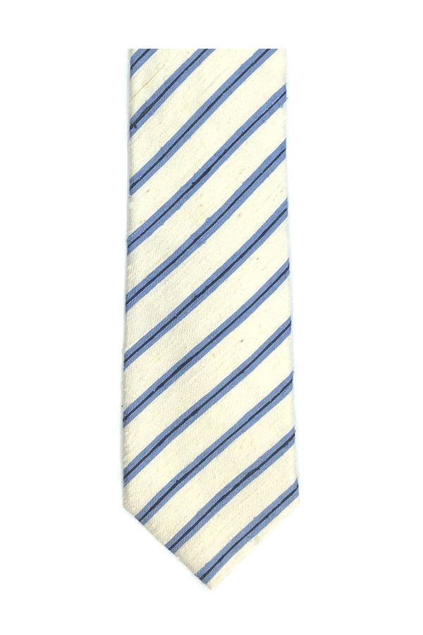 Cream Tie with Sky Stripes