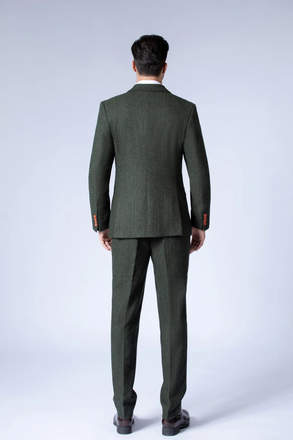 Costume Tweed à Chevrons Vert - Stratos