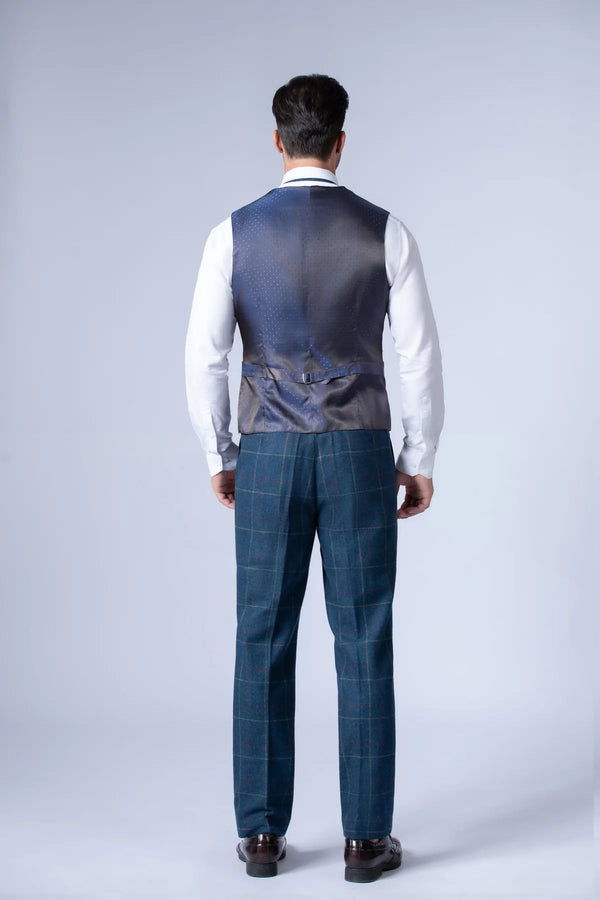 Costume Tweed à Carreaux Bleu - Stratos
