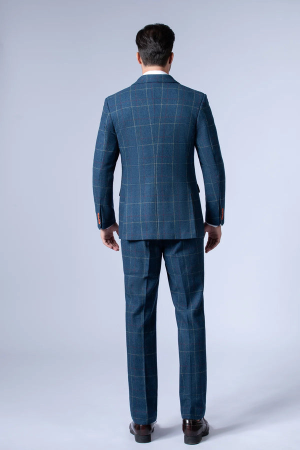 Costume Tweed à Carreaux Bleu - Stratos