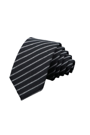 Cravate Coton Rayée Noire - Stratos