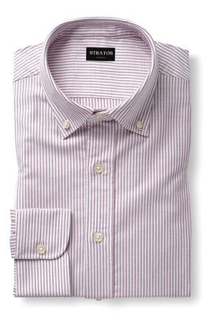 Chemise Oxford à Rayures Rouge - Stratos